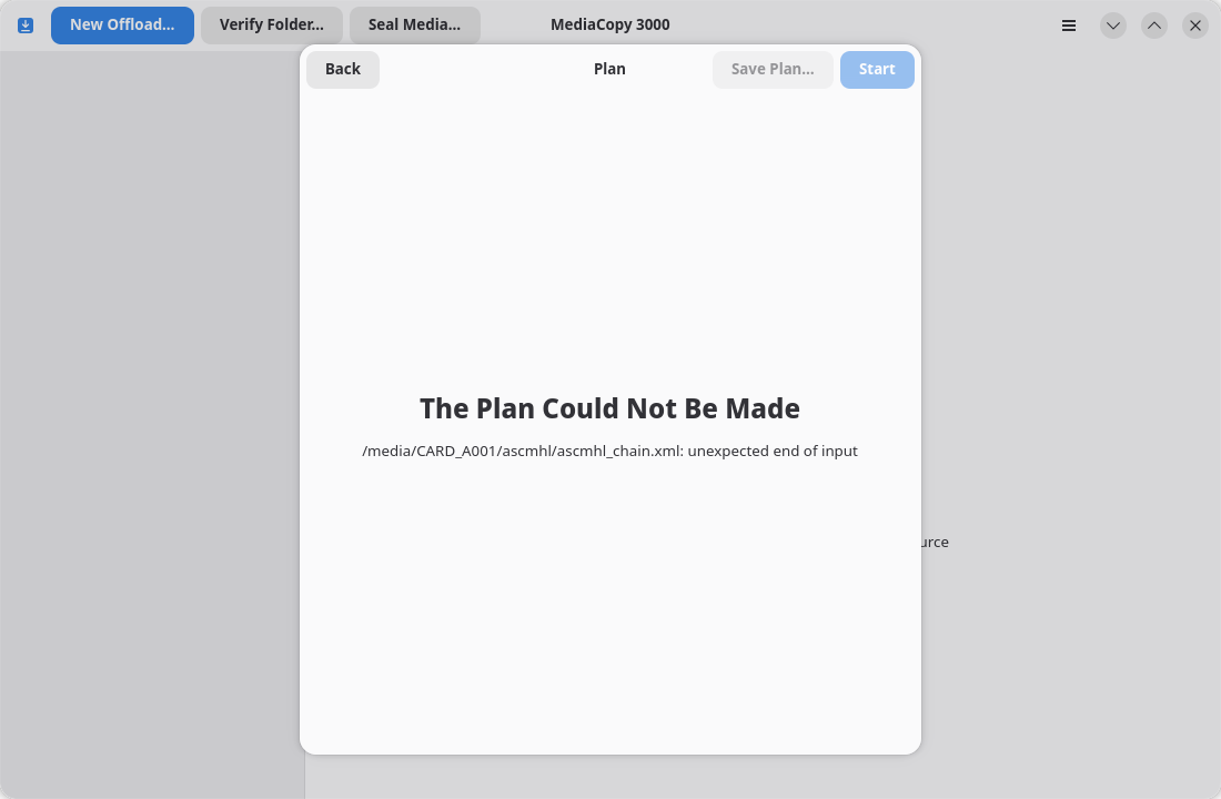 The Plan Could Not Be Made