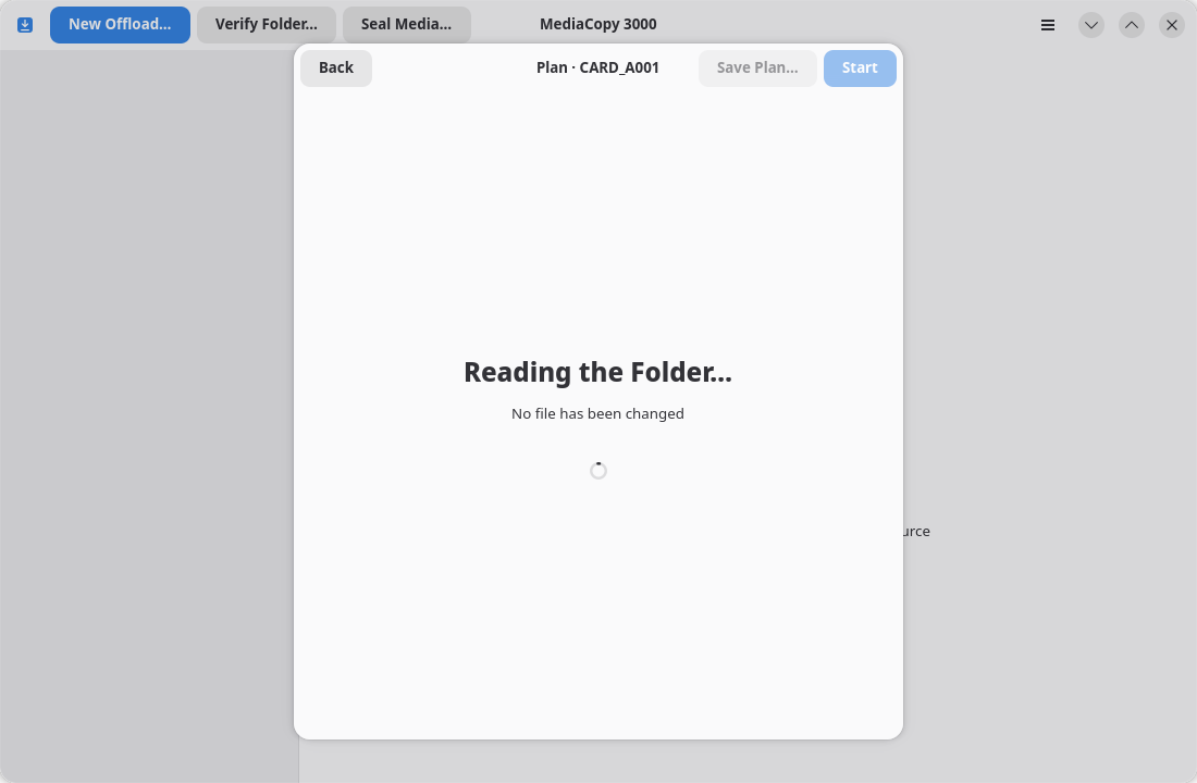 The sheet while it reads the folder