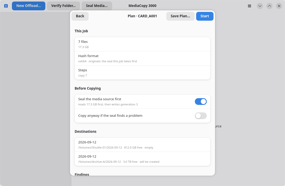 The application with a plan ready