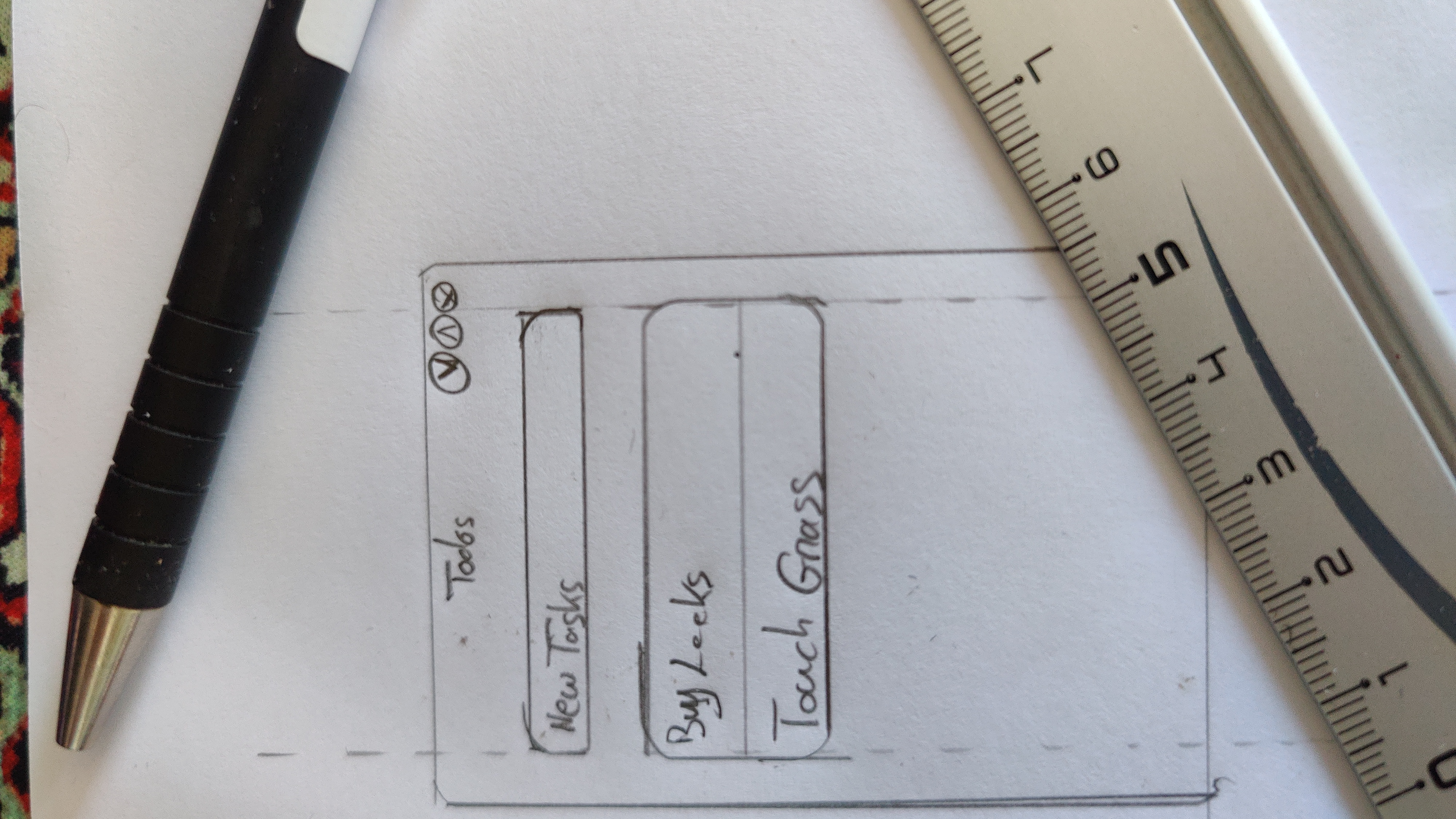 Draft of the UI on a piece of paper