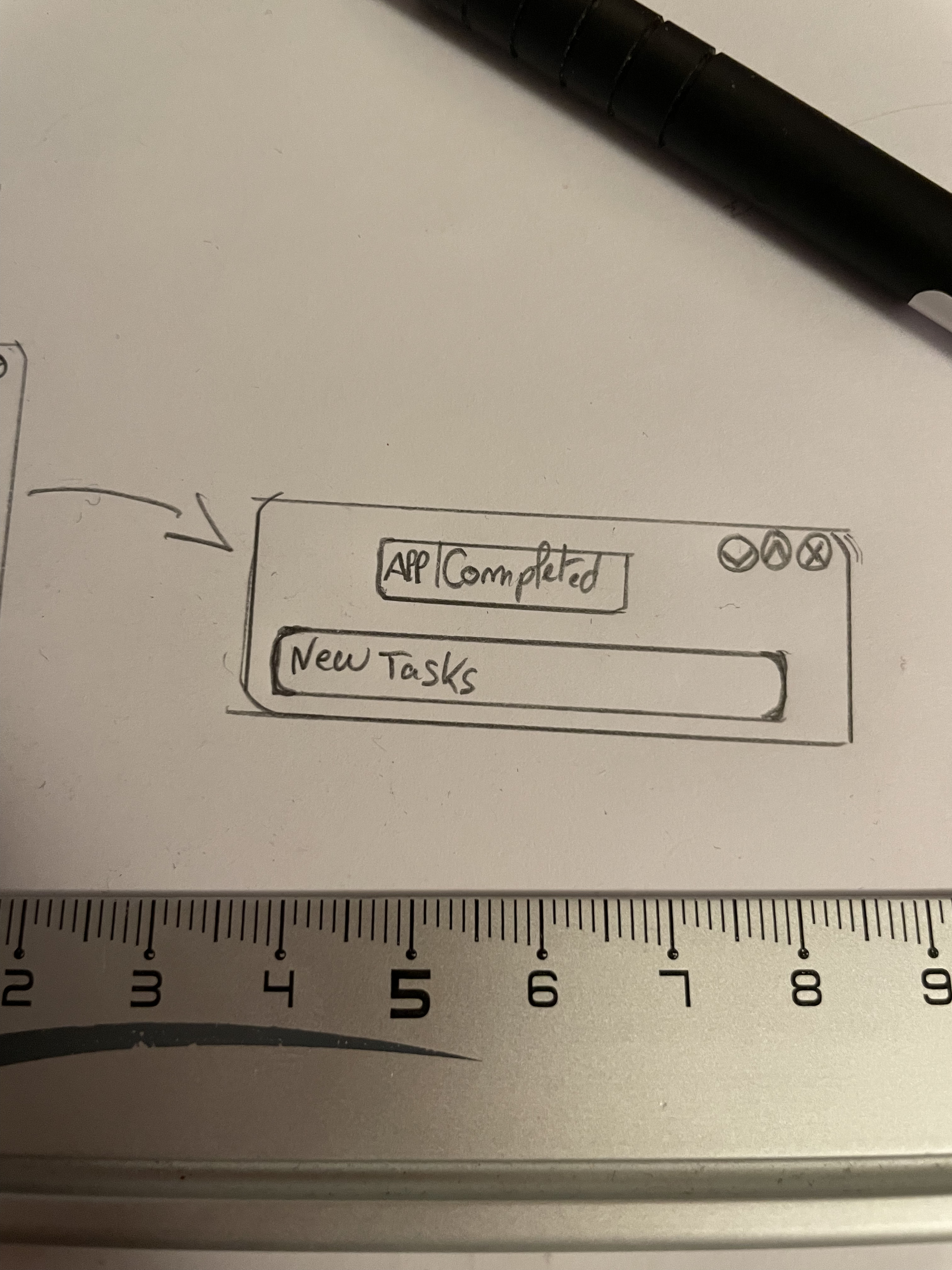 A draft on paper showing the filters replacing the title