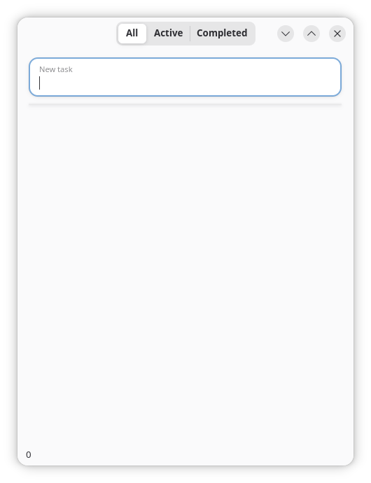 The todo-list with filter toggles in the header instead of the application title